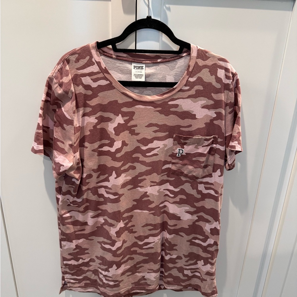 PINK Victoria's Secret Mauve & Light Pink Camo Pocket Tee